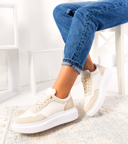 2-Béžové dámské tenisky Selma-2