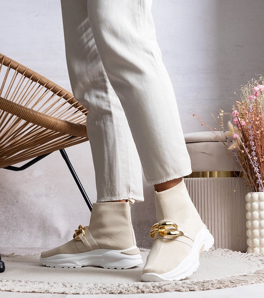 2-Béžové řetízkové tenisky Taryn-2