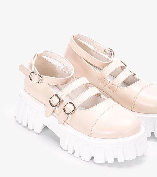 2-Béžové polobotky s traktorovou podrážkou Jonell-2