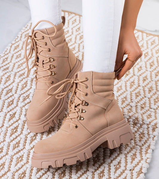 2-Béžová boty na pevné podrážce Lyric-2