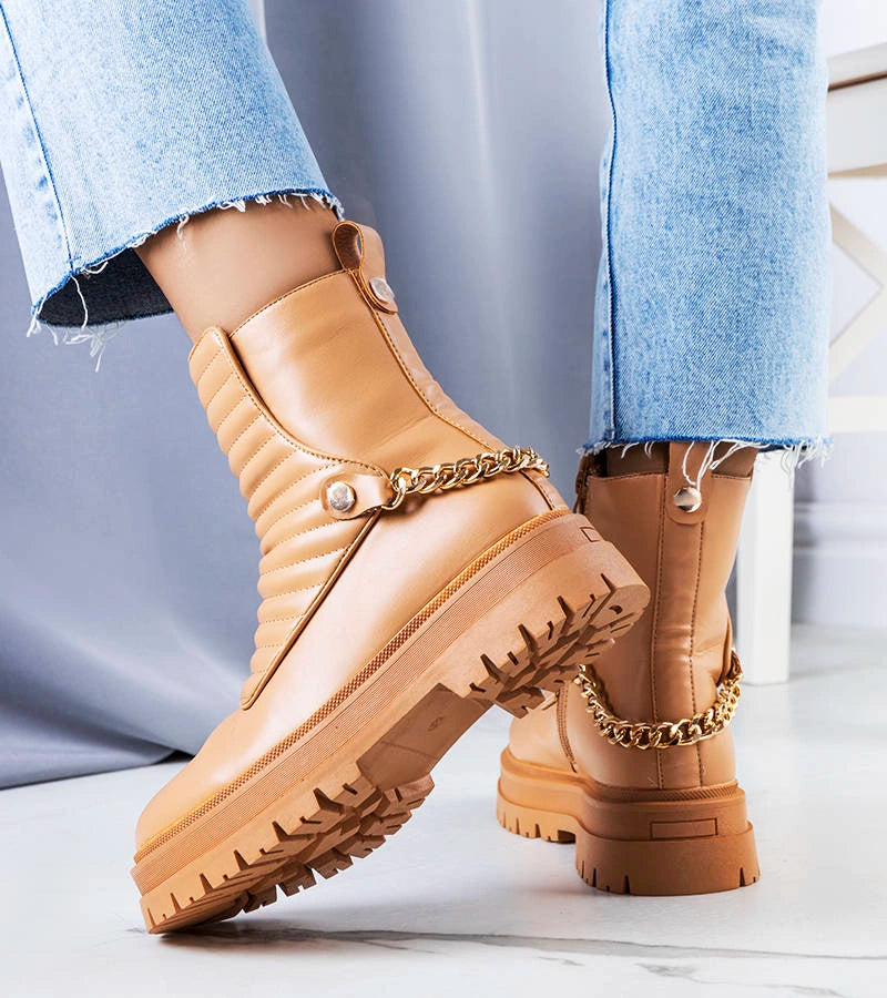 3-Béžový izolovaný boty s řetězem Pareda-3