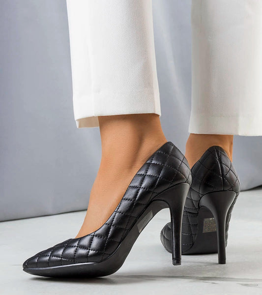 2-Černé prošívané jehlové podpatky Nadelia-2