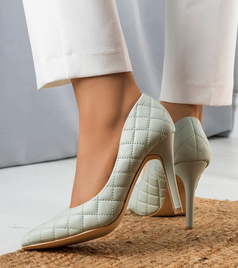 3-Zelené prošívané jehlové podpatky Nadelia-3