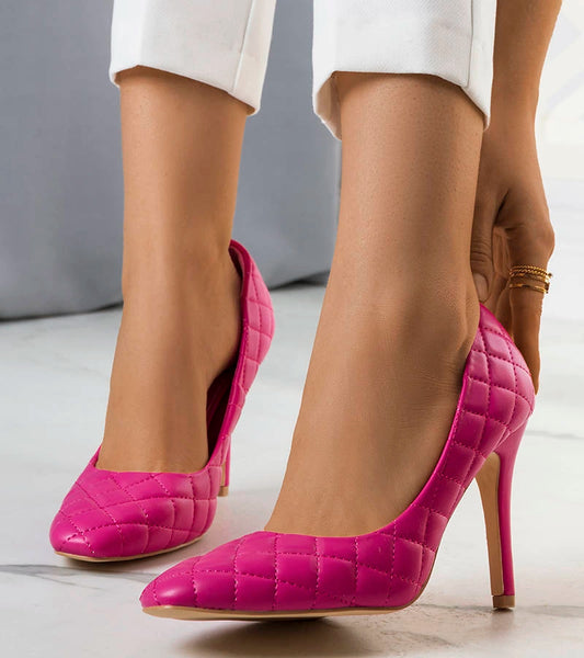 2-Růžové prošívané jehlové podpatky Nadelia-2