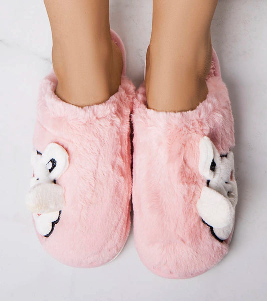 2-Růžové měkké pantofle Half Bunny-2