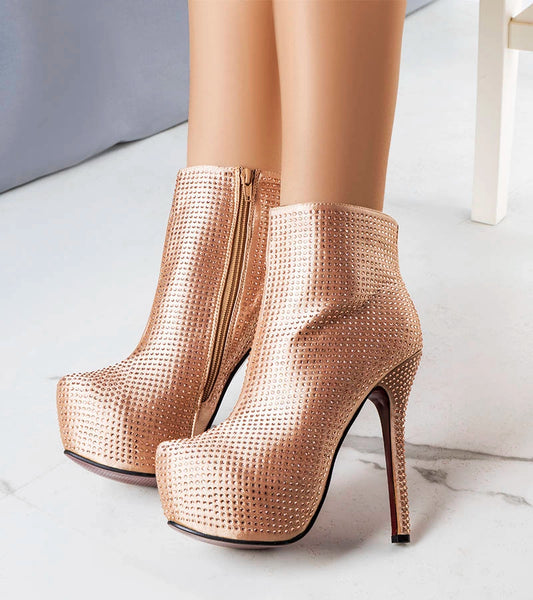 2-Zlaté vysoké jehlové podpatky boty Tatiana-2