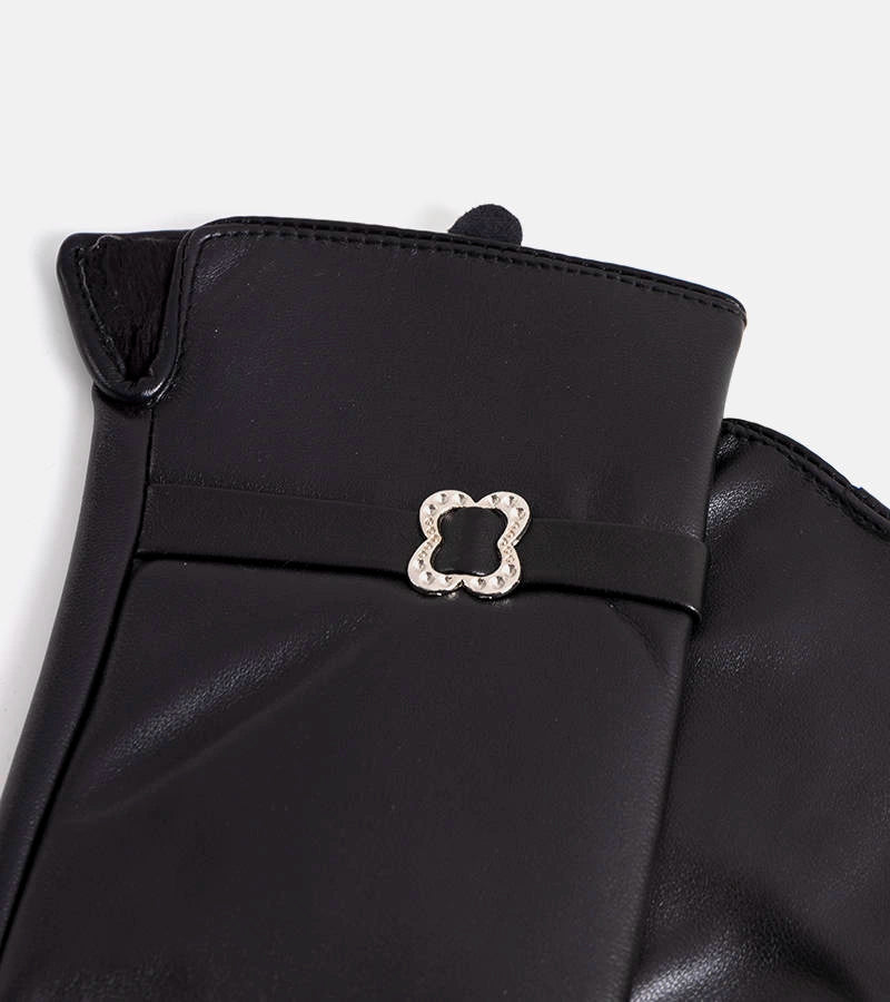 3-Černé zateplené rukavice s přezkou Clouti-3