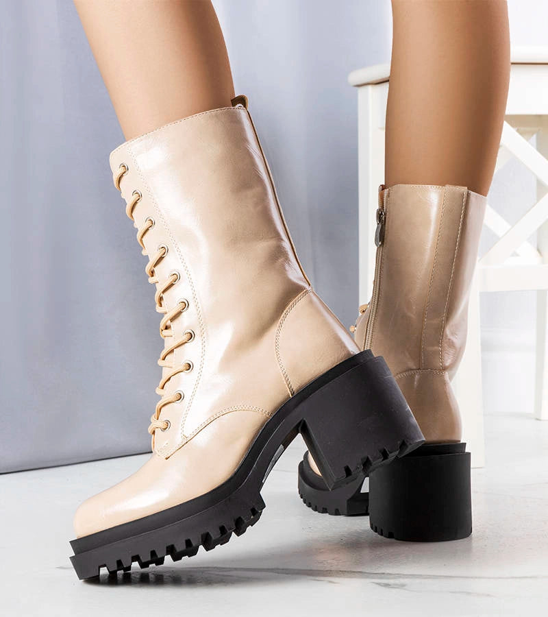 3-Verno béžové zateplené boty na podpatku-3