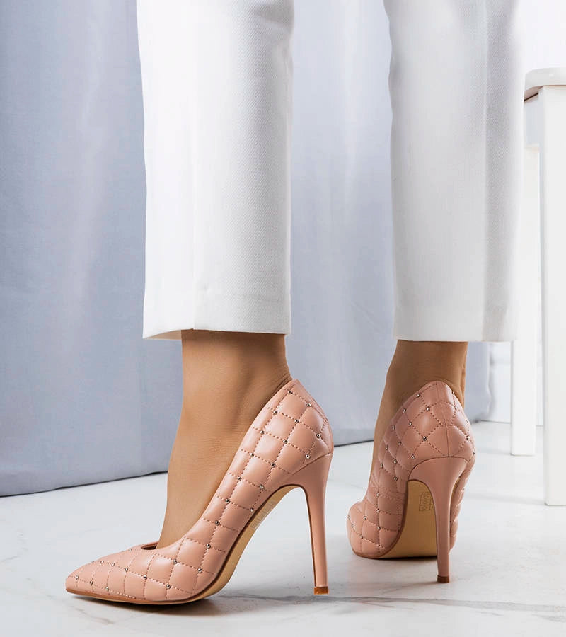 3-Růžové prošívané jehlové podpatky Dayton-3