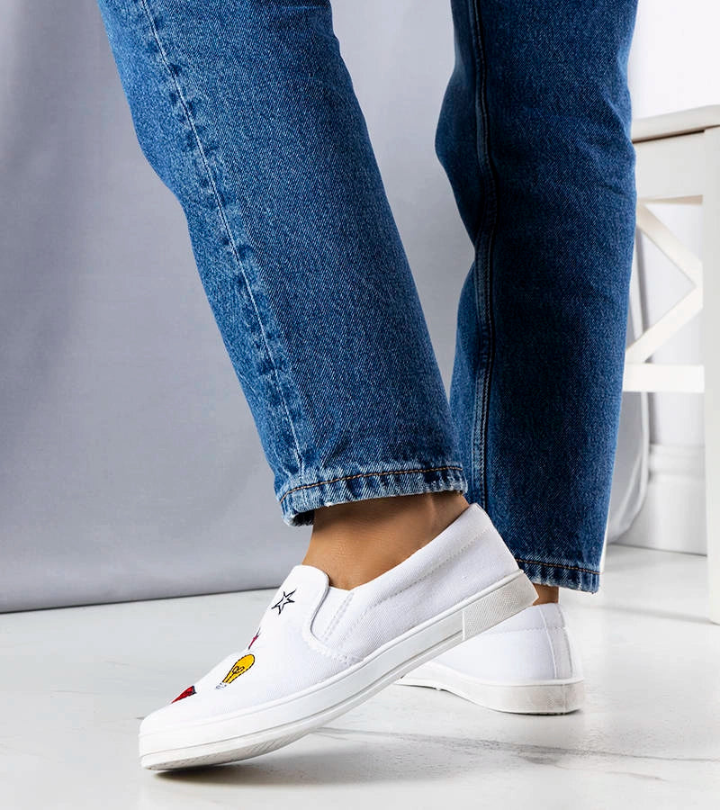 3-Bílé látkové tenisky se záplatami Anais-3