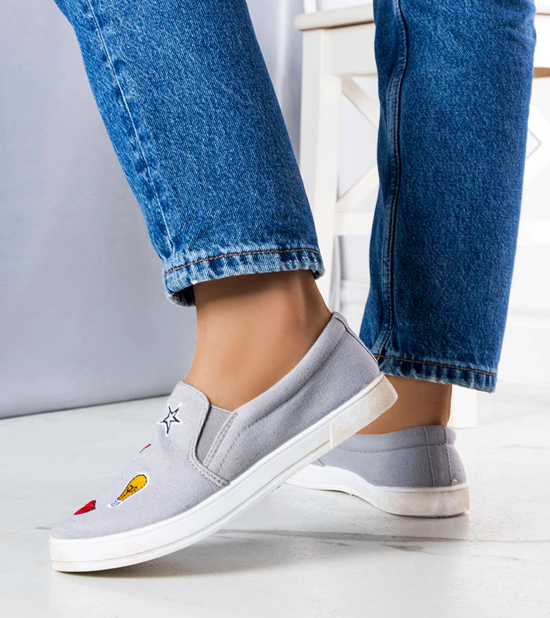 3-Šedé látkové tenisky s nášivkami Anais-3