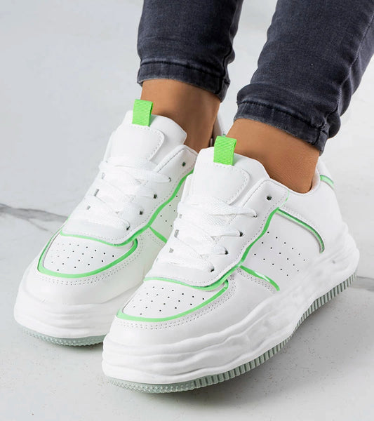 2-Bílé tenisky se zelenými vložkami Nettie-2