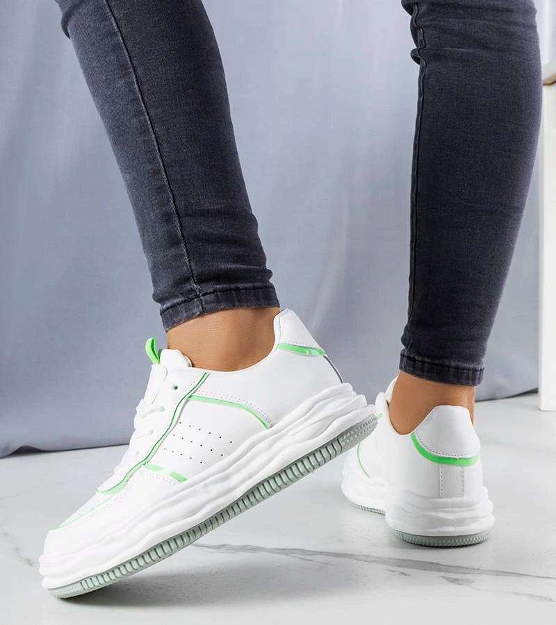 3-Bílé tenisky se zelenými vložkami Nettie-3