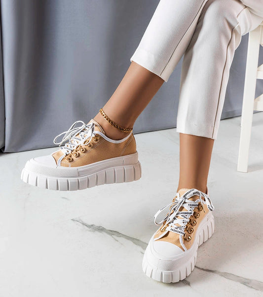 2-Béžové tenisky na platformě Toni-2