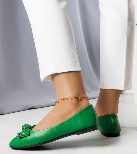 2-Zelené baleríny s mašlí Tabitha-2