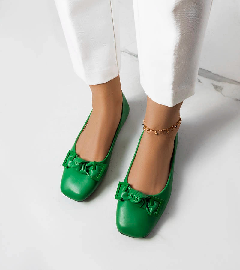 3-Zelené baleríny s mašlí Tabitha-3