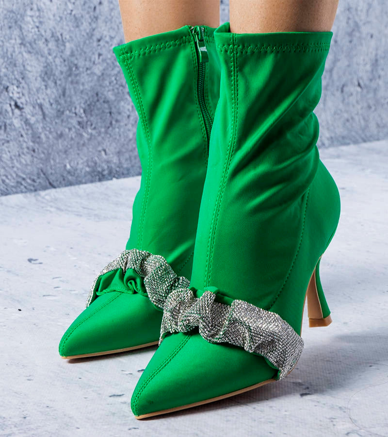 3-Zelené boty zdobené zirkony Caisse-3