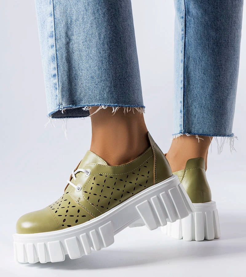 3-Zelené ažurové polobotky Camus-3