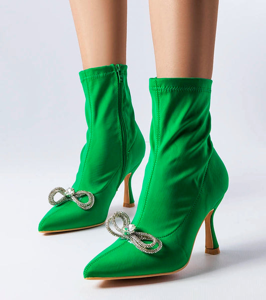 2-Zelené boty zdobené zirkonovou mašlí Mars-2