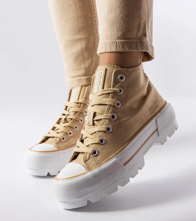 3-Béžové kotníkové tenisky Big Star LL274160-3