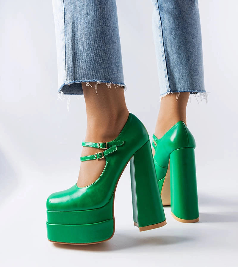 3-Zelené lodičky Chouinard na vysokém jehlovém podpatku-3