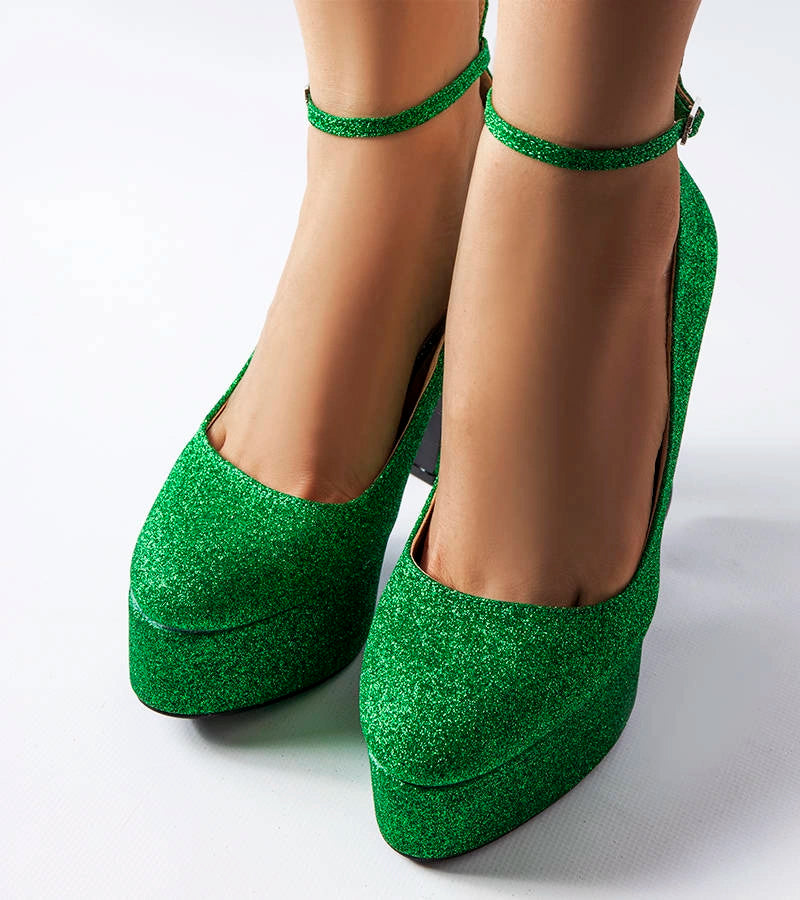 3-Zelené brokátové lodičky Bellamy na jehlovém podpatku-3
