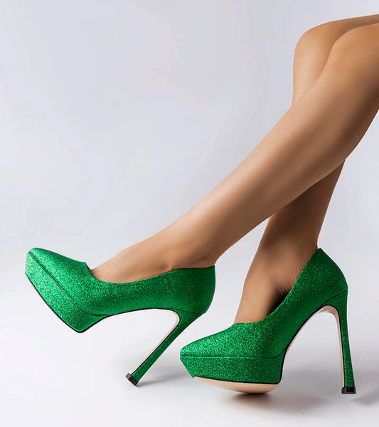 2-Zelené třpytivé jehlové podpatky Proulx-2