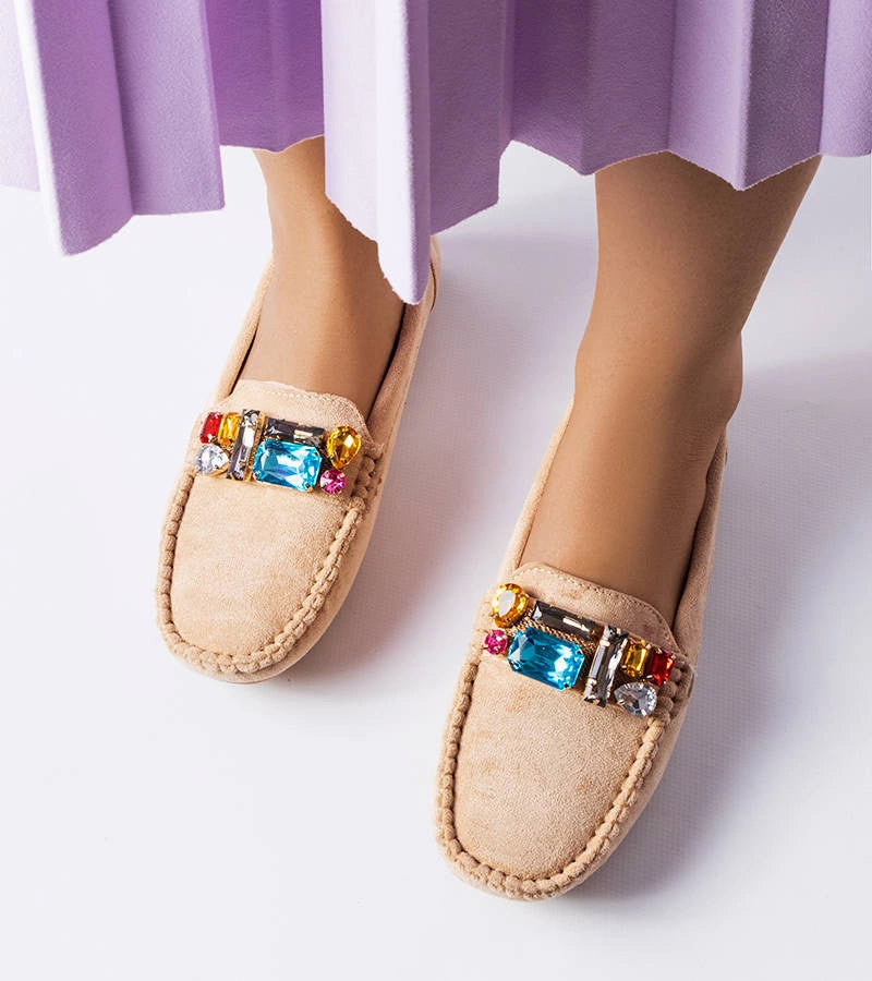 3-Béžové mokasíny s koženou stélkou Bertrand-3