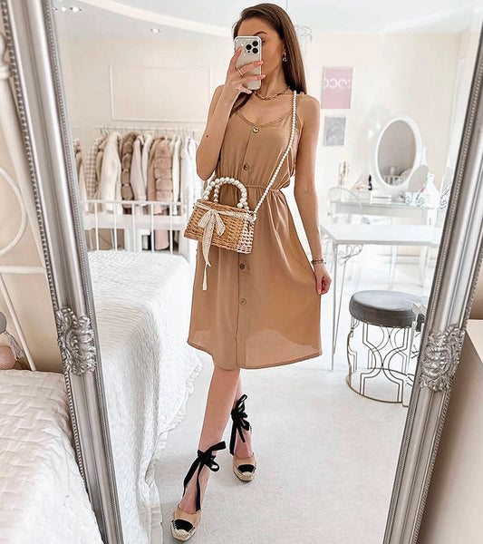 2-Béžové šaty bez ramínek Aubin-2