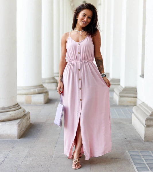 2-Růžové dlouhé šaty s rozparkem od Édouard-2