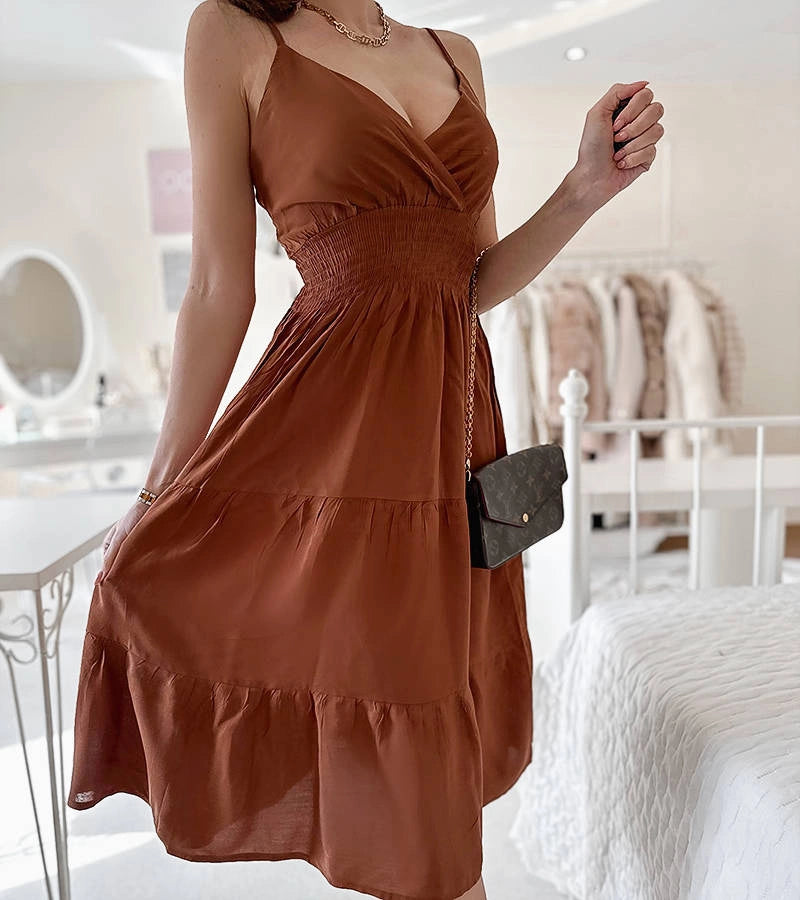 4-Hnědé rozšířené šaty od Yvon-4