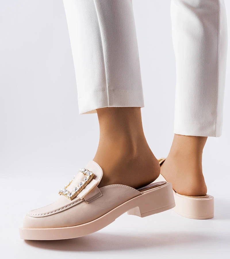 3-Béžové žabky s vestavěnou špičkou Columbus-3