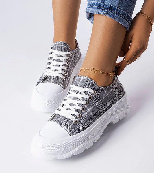 2-Šedé kostkované tenisky McKeylor-2