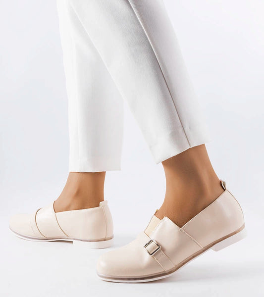 2-Béžové polobotky s koženou stélkou Felosa-2