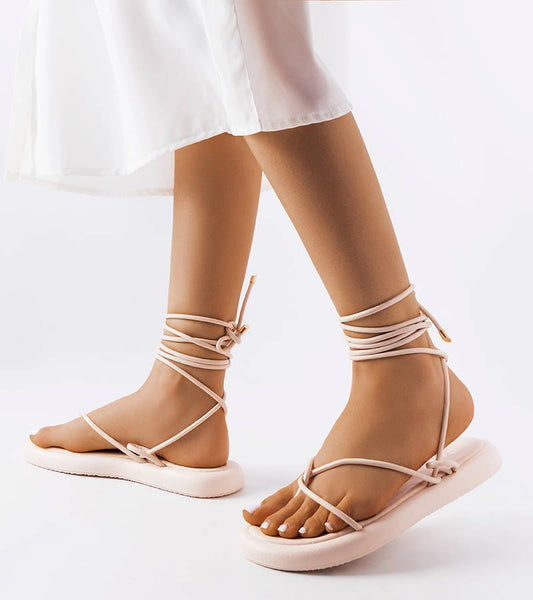 2-Béžové šněrovací sandály Laurence-2