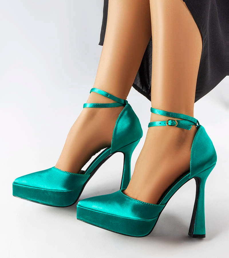 3-Zelené lodičky Dallas na vysokém jehlovém podpatku-3