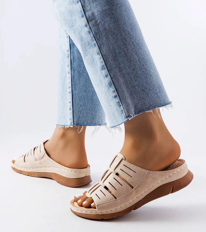 2-Béžové žabky na podpatku Jersey-2