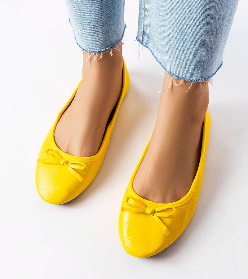 3-Žluté baleríny zdobené mašlí Vaillancour-3
