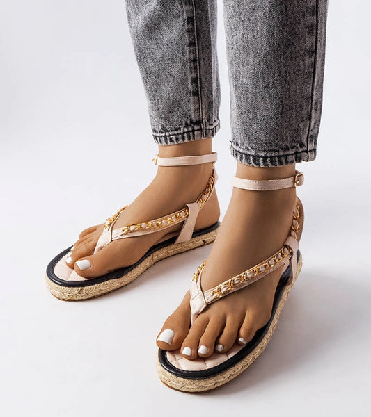 2-Béžové sandály Varieur zdobené řetízkem-2