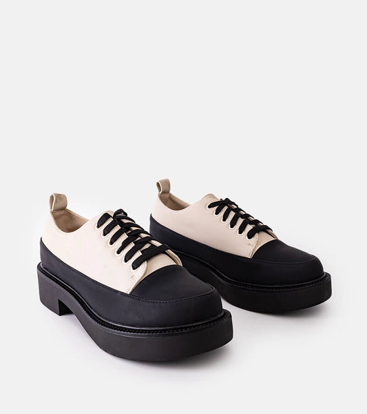 2-Béžové polobotky Merico s plochým podpatkem-2