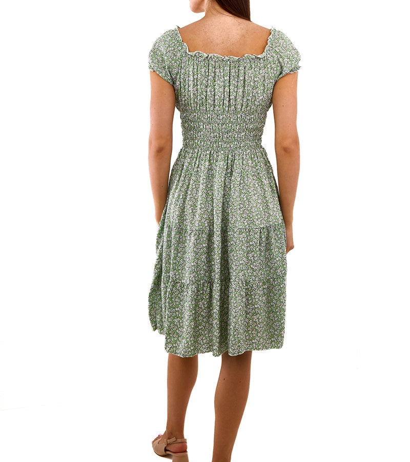 3-Zelené květinové midi šaty Sauro-3