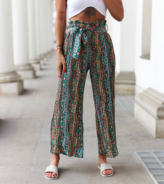 2-Zelené široké plisované kalhoty Archimede-2