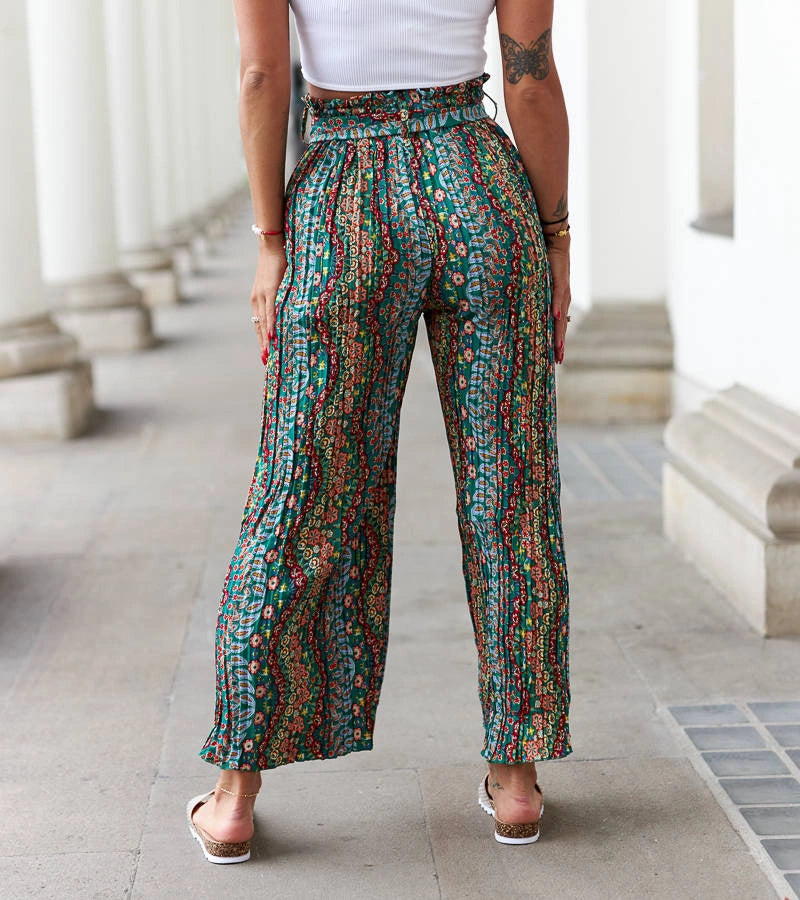 4-Zelené široké plisované kalhoty Archimede-4