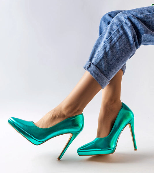 2-Zelené zrcadlové jehlové podpatky Kristin-2