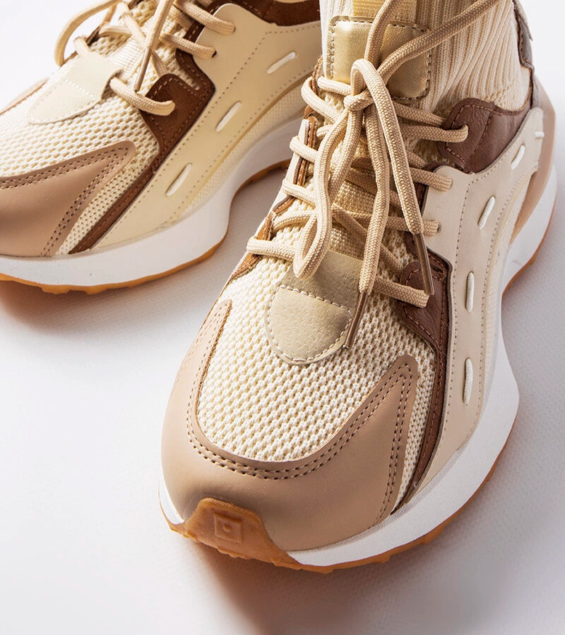 4-Béžové sportovní látkové tenisky Begins-4