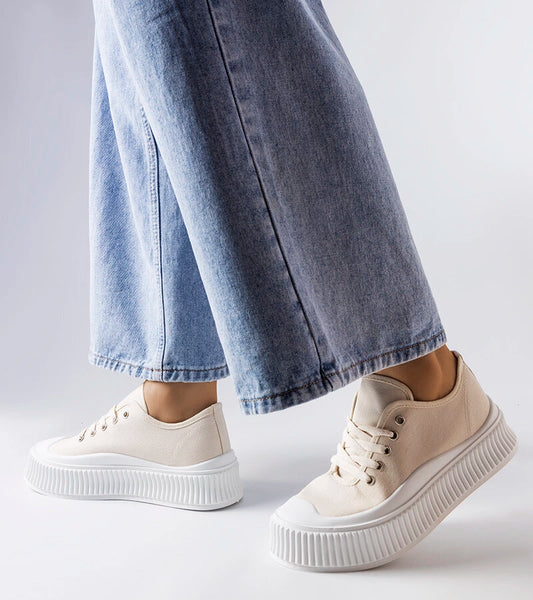 2-Béžové tenisky Wallace s hrubou podrážkou-2