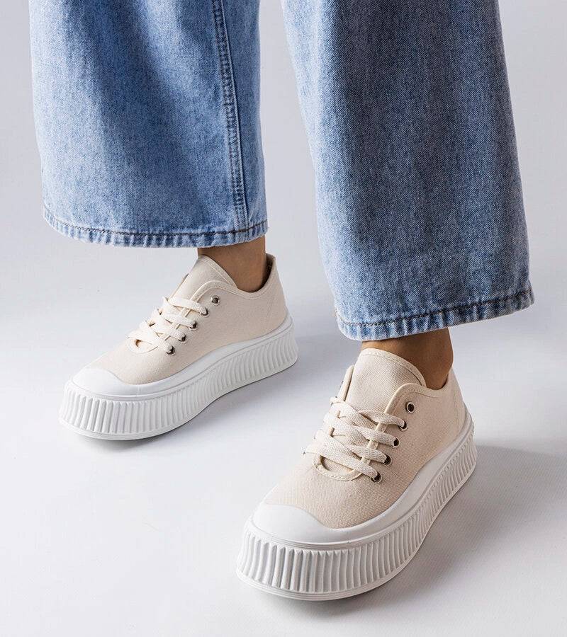 3-Béžové tenisky Wallace s hrubou podrážkou-3