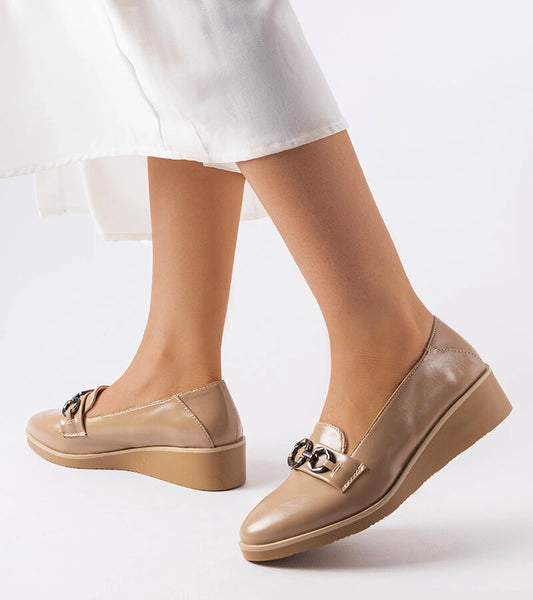 2-Béžové lakované mokasíny na platformách Erin-2