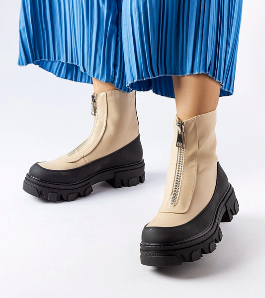 2-Béžové pevné boty na zip Morley-2