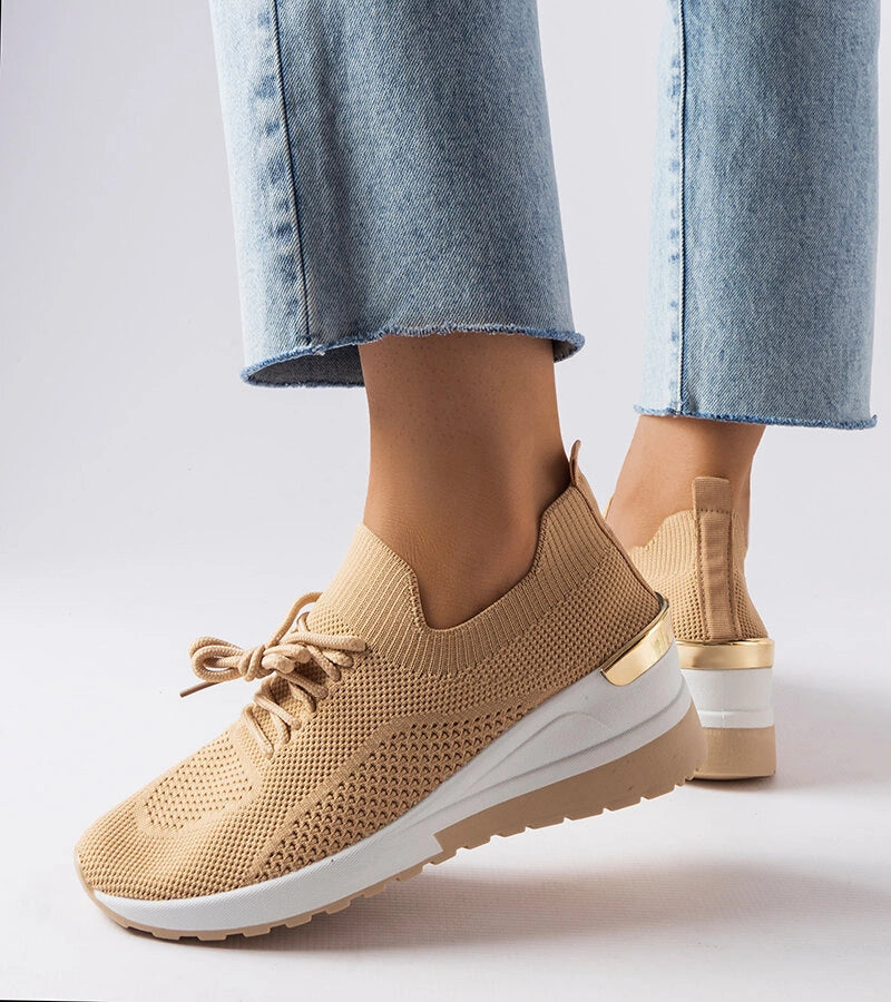3-Béžové tenisky Alberica na podpatcích-3